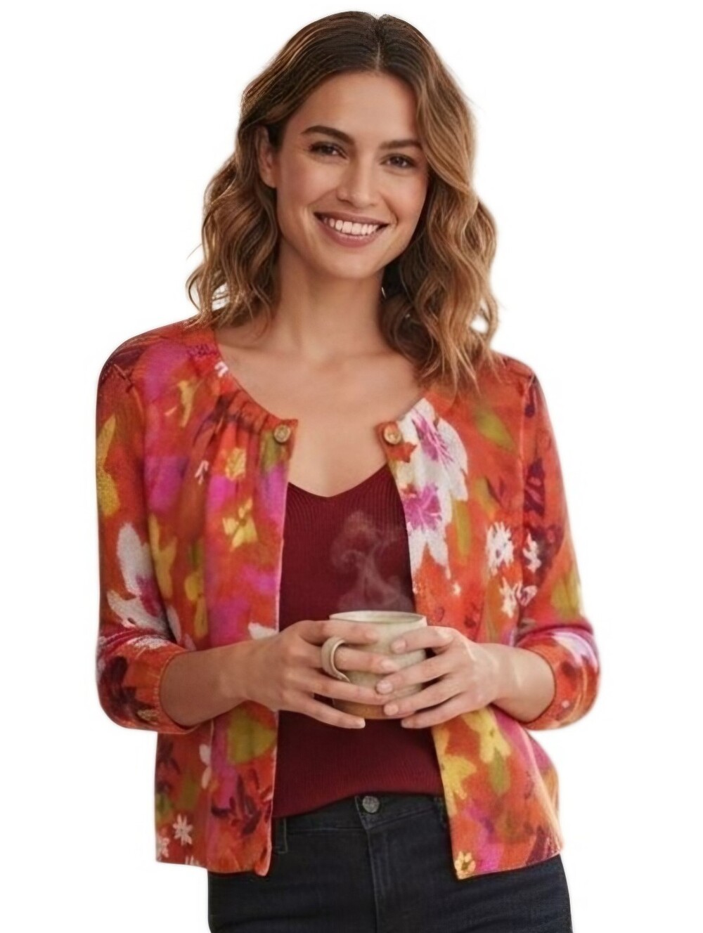 Lucky Brand Floral Cardigan Size L